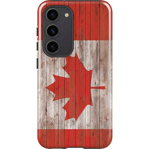 Canadian Flag Dark Wood Galaxy S23 Pro Case
